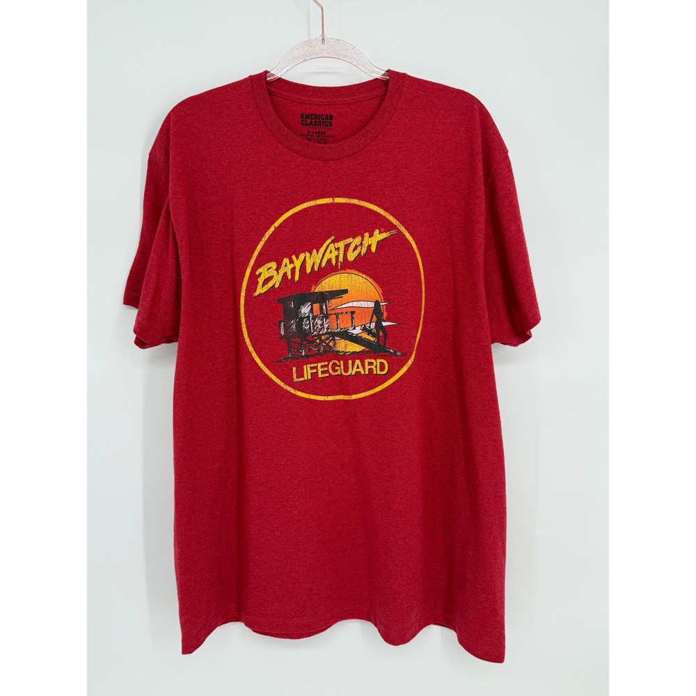 American Classics Baywatch Lifeguard Graphic T Shirt Red Mens‎ X Large